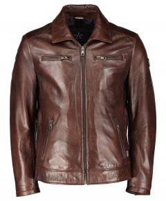 Donders 1860 leren jack - modern fit - bruin