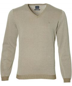sale - Nils pullover v-hals - slim fit - beige 