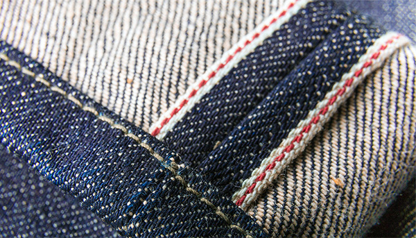 Close up selvedge denim jeans