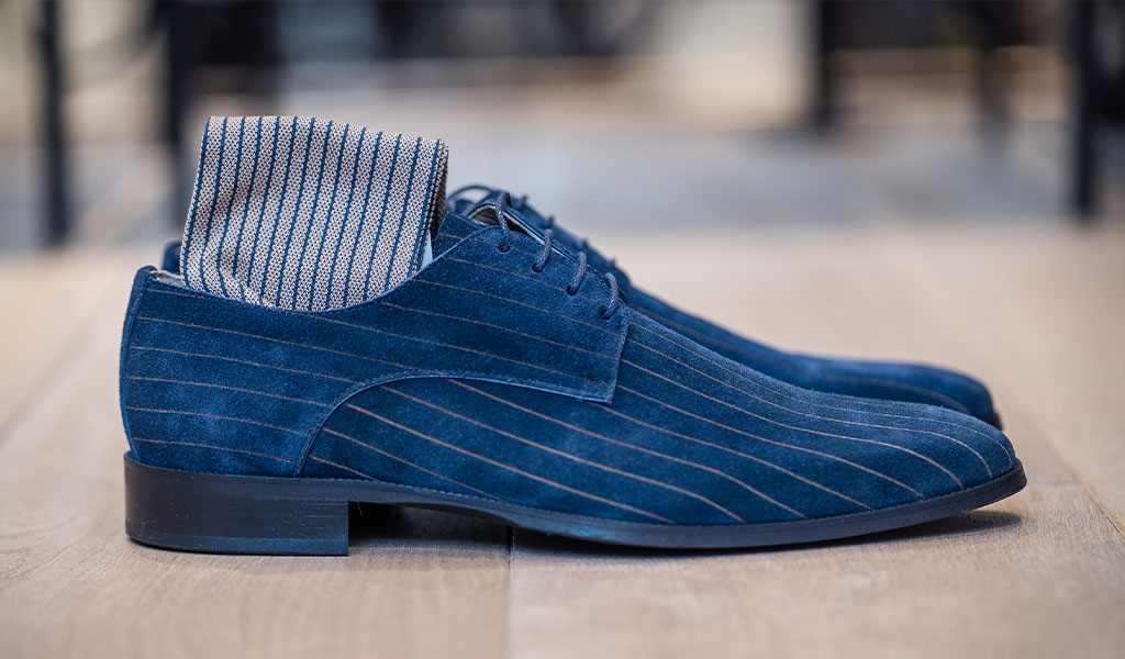 Blauw suede veterschoen Blauw suede veterschoen